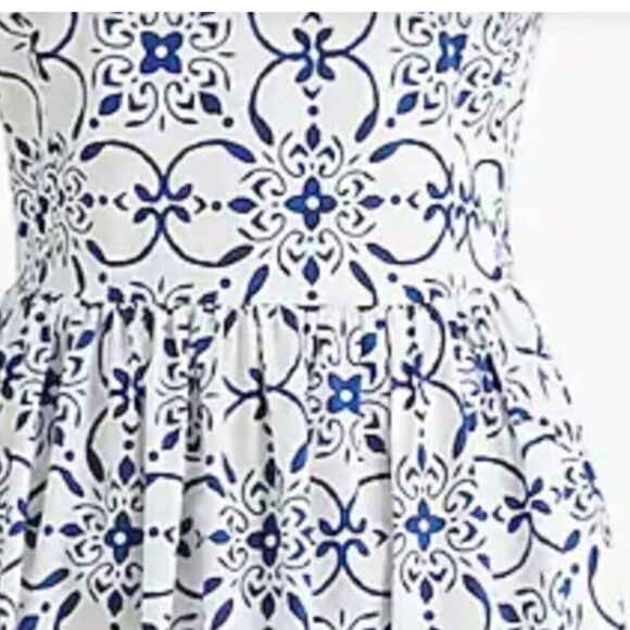 J. Crew factory blue and white Poplin corset midi dress NWT - Picture 4 of 13